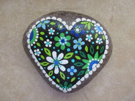 Painted rock Heart by PlaceForYou on Etsy