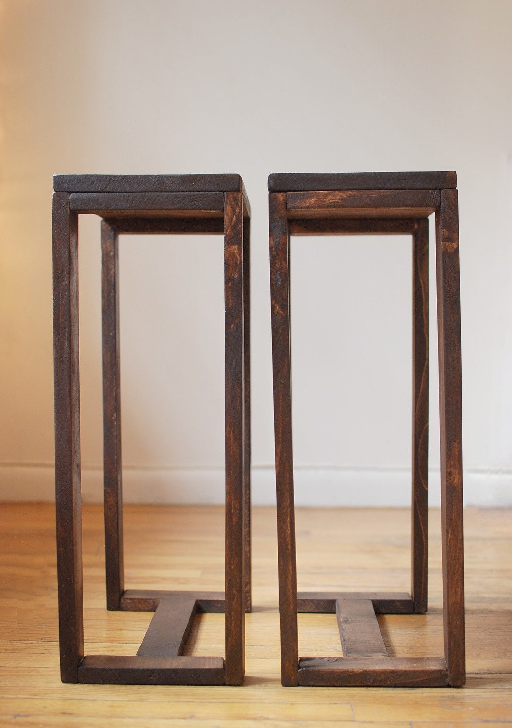 Pair of Thin Side Tables End Tables Nightstands Pedestal