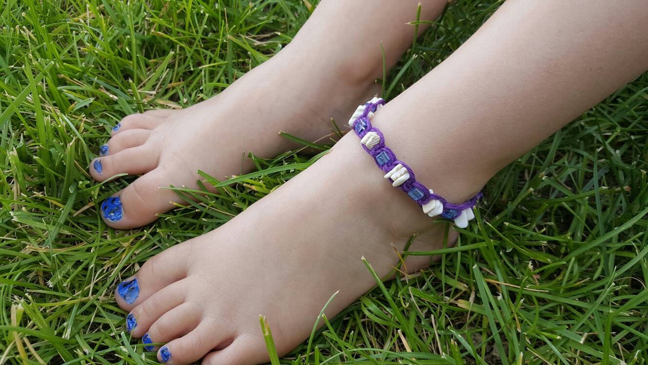 Toddler Anklet Adjustable Shell Anklet Kids Hemp Jewelry