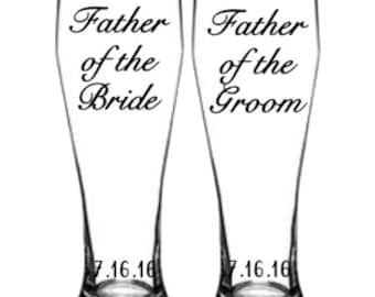 Father of the Bride pilsner glass, Father of the Groom