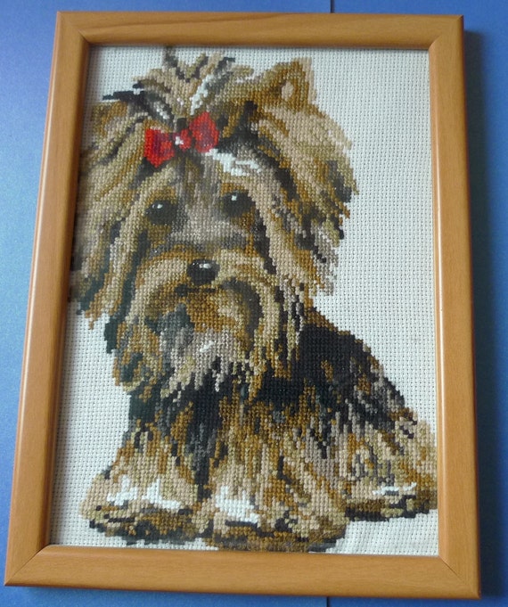 Handmade Cross Stitching Cross-Stitch Picture in Wooden Frame