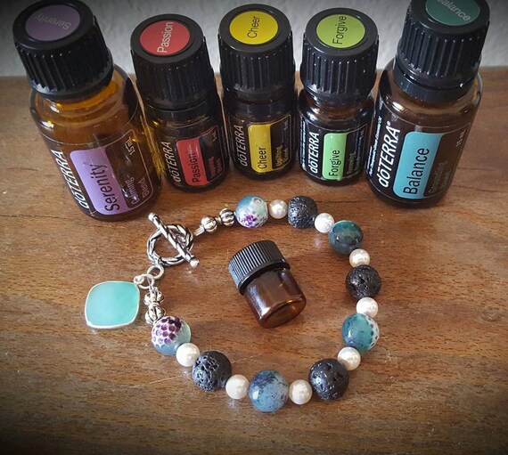 Doterra Essential Oil Diffuser bracelet Agate Black by BlingU