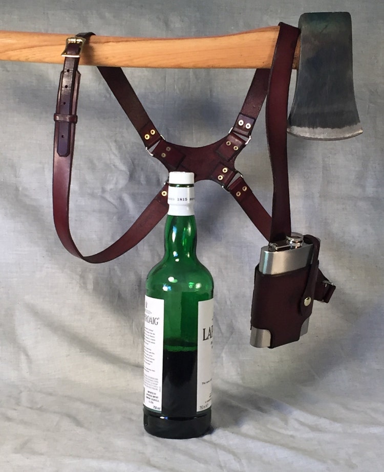 Flask shoulder holster by OwlVsOctopus on Etsy