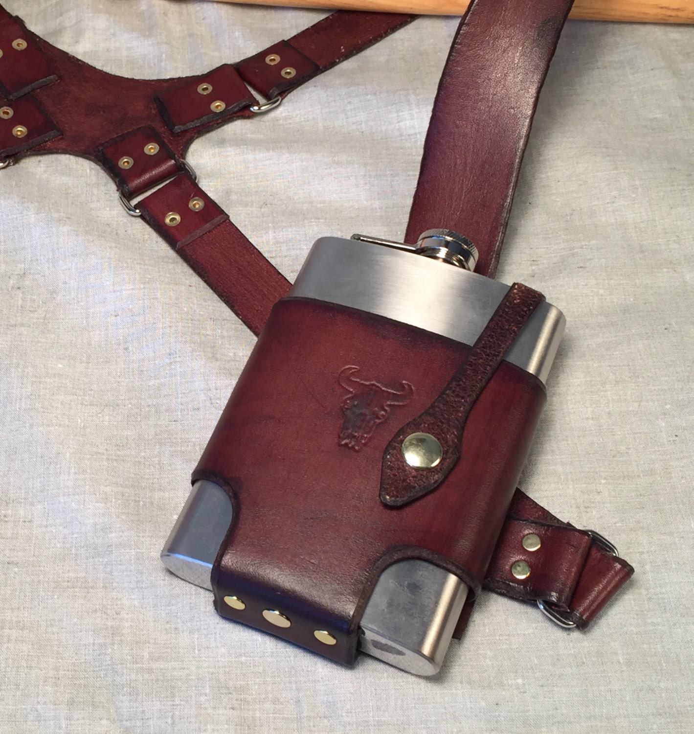 Flask shoulder holster by OwlVsOctopus on Etsy