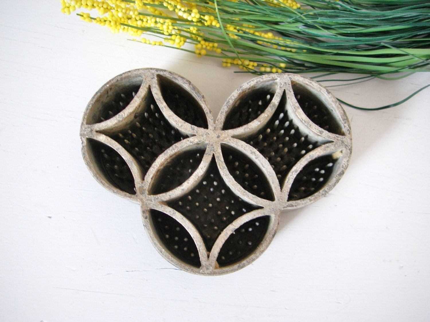 Vintage Flower Frog 2 Piece Metal Flower Frog Japanese Kenzan