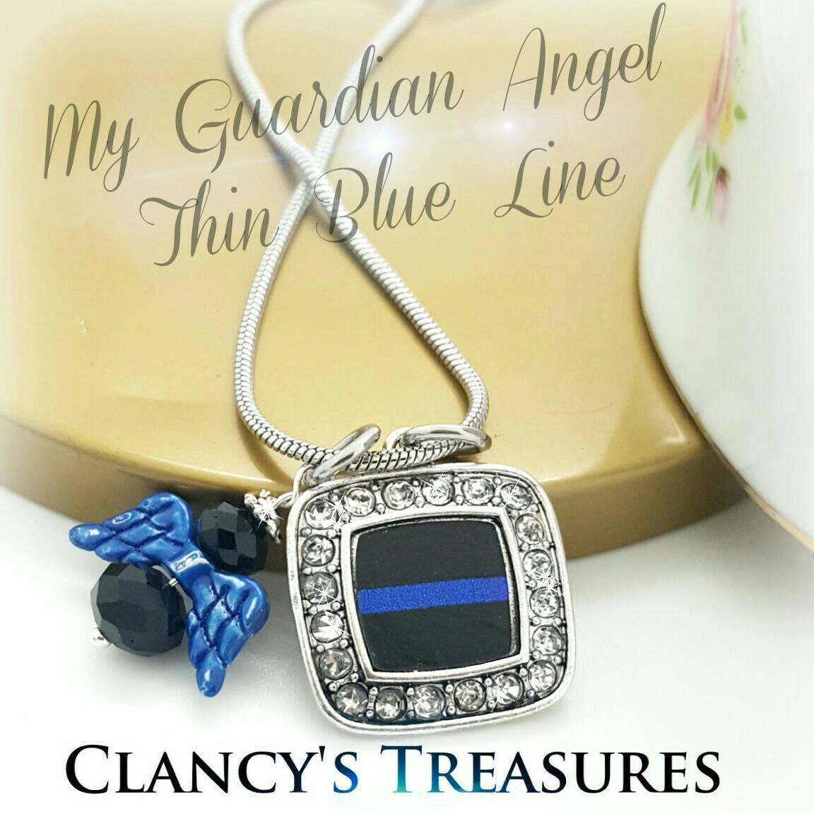 Thin Blue Line Guardian Angel necklace My by ClancysTreasures