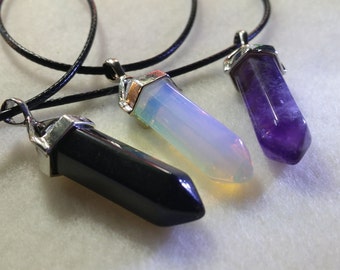 SALE Skyrim Soul Gems Necklace Natural Stone Crystal Pendant Necklace Opalite Amethyst Onyx Healing Crystal Wand Jewelry Skyrim Cosplay Gem