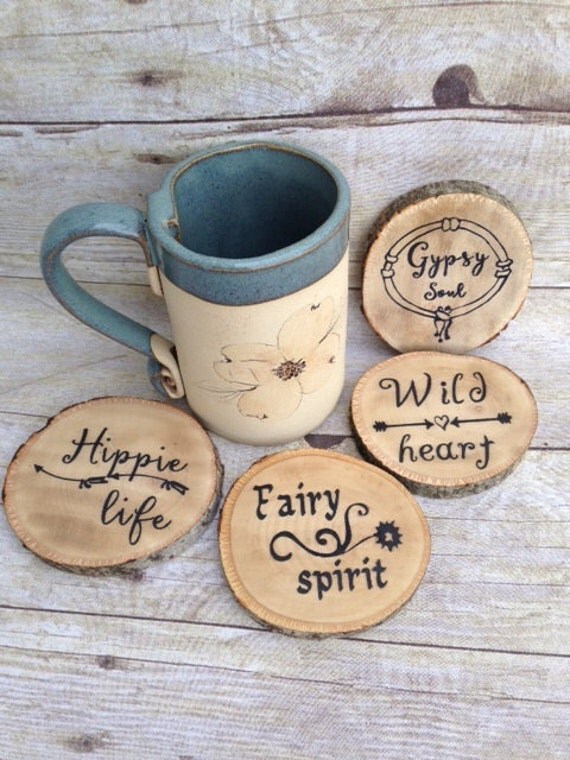 Coasters Boho Coasters Wood Coaster Set Hippie Life Gypsy