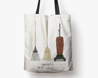 hocus pocus: we fly! - 18 x 18 printed tote bag | fall + halloween trick or treat bag