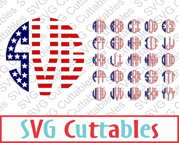 Download Flag Patriotic Circle Monogram Font SVG EPS DXF Alphabet