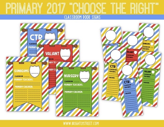 LDS Primary 2017 Choose the Right Door Signs