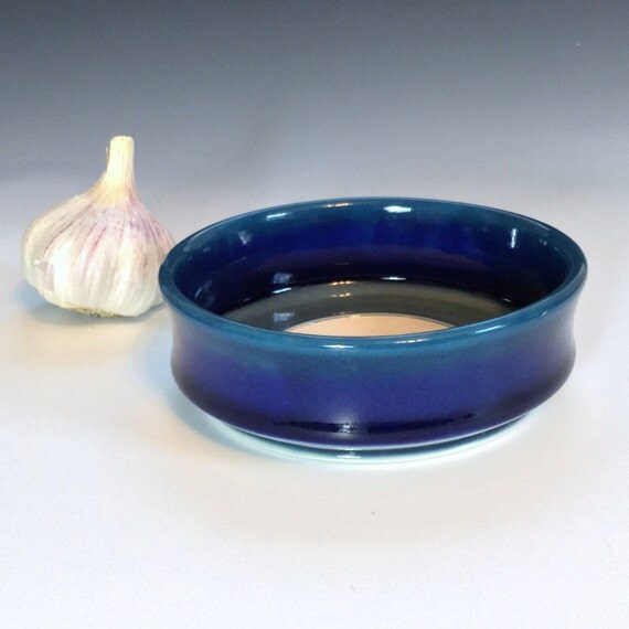 Blue Garlic Grater Bowl Porcelain Oil Dipping Bowl Ceramic