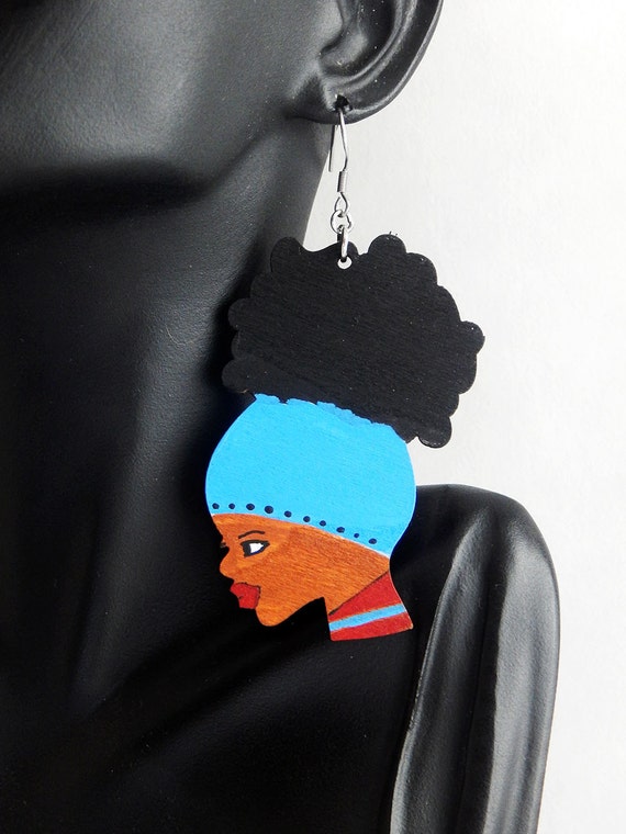 Afro Earrings Natural Hair Jewelry Black Woman African