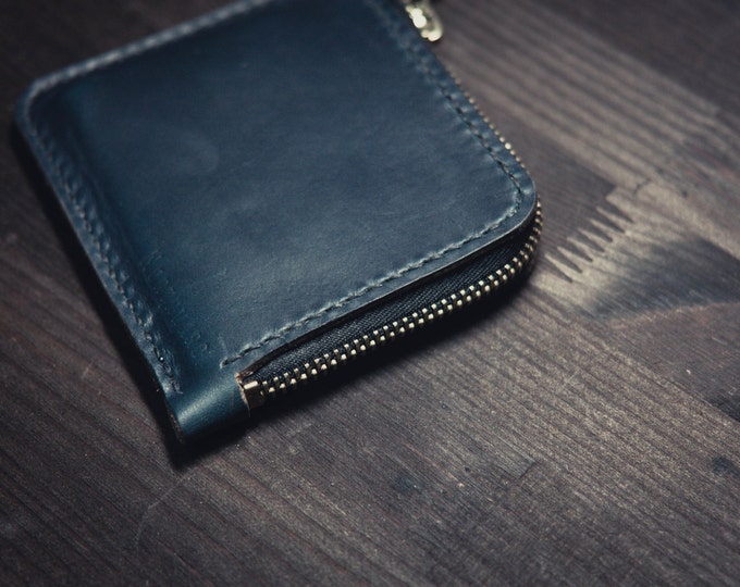 Horween Chromexcel Leather Mini Zip Wallet/Small leather wallet/Horween Leather Wallet/ Zip wallet/Leather Card holder/Men's Leather Wallet