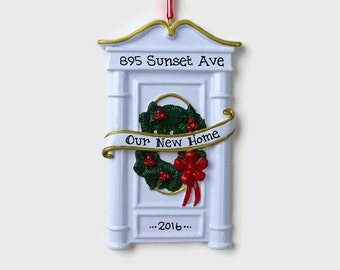 White Door Personalized Ornament - New Home - First Apartment - Hand Personalized Christmas Ornament