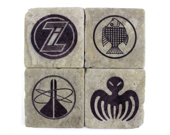 James Bond Villain Icons Marble Tile Drink Coaster Set