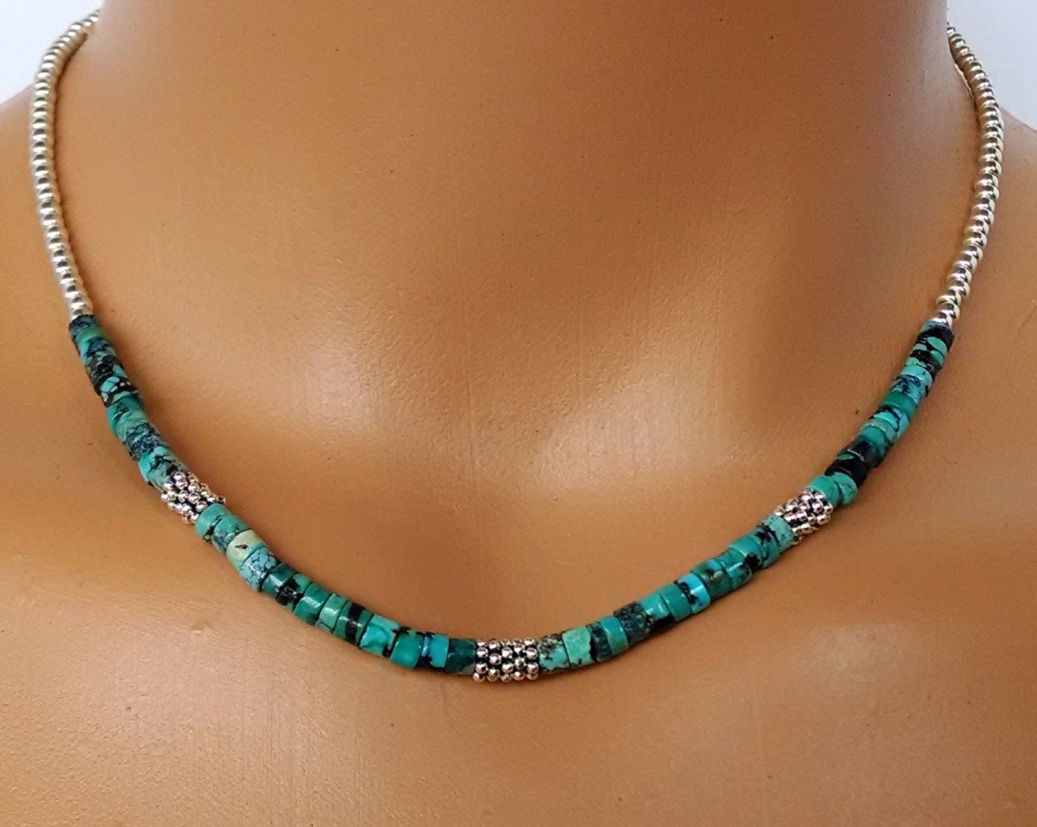 Turquoise Necklace Turquoise Choker Gemstone Beaded Necklace