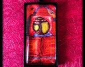 Hundertwasser Cabochon Glass Pendant Set in Bezel Tray