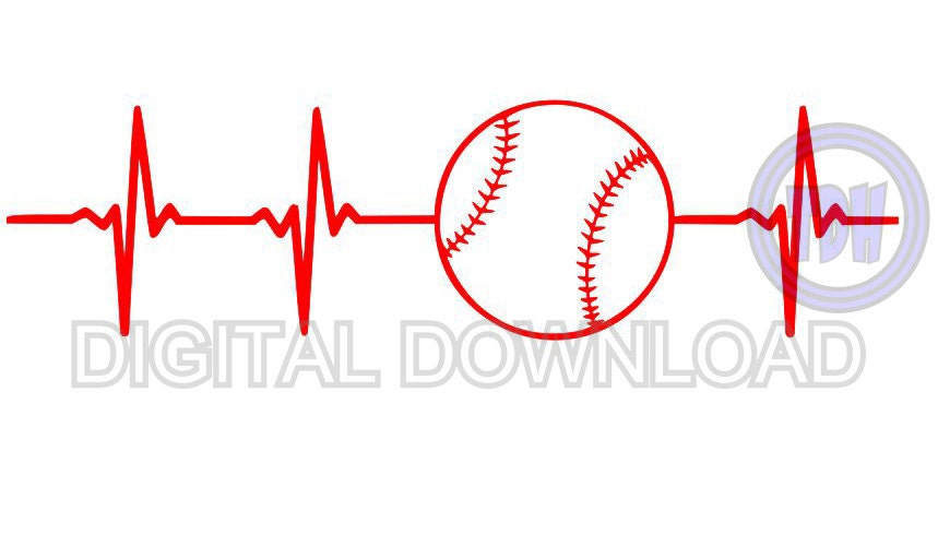 Download Digital Download Baseball Heartbeat SVG DXF EPS Silhouette