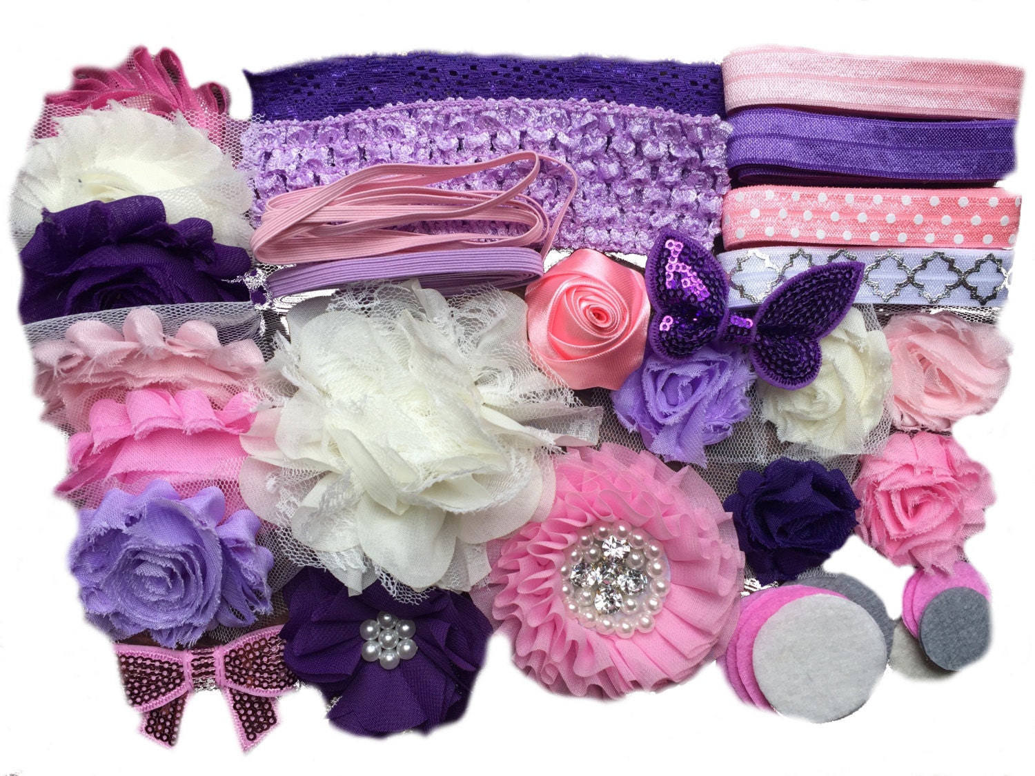 Baby Shower Headband Kit Purples and Pinks Mini