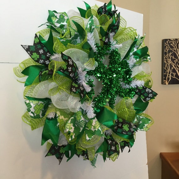 St. Patrick's Day Wreath Deco Mesh Wreath for by BayWreathDesigns