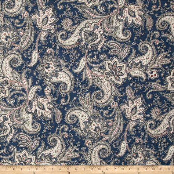 Items similar to Imperial Paisley Denim Blue Quilt Fabric High Quality ...