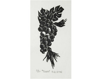 grape - 5.5×12cm - woodcut print