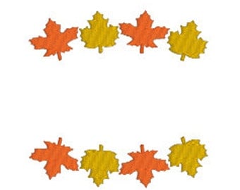BUY2GET1FREE - Fall Leaf Frame Border Machine Embroidery Design in 5 Sizes - Instant Download - Fall Leaves - Thanksgiving Embroidery Design