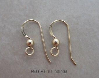 10 yellow gold filled 14kt ear wires with ball 22g