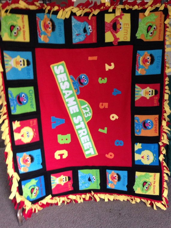 sesame street characters fleece throw blanket