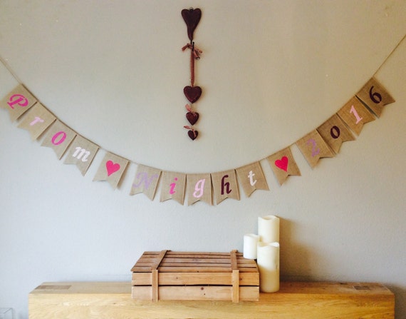  Prom Night Bunting Banner Vintage Hessian by 