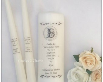 Unity Candle Set - Monogram Unity Candle - Personalised Unity Candle - Wedding Candles - Unity Candle