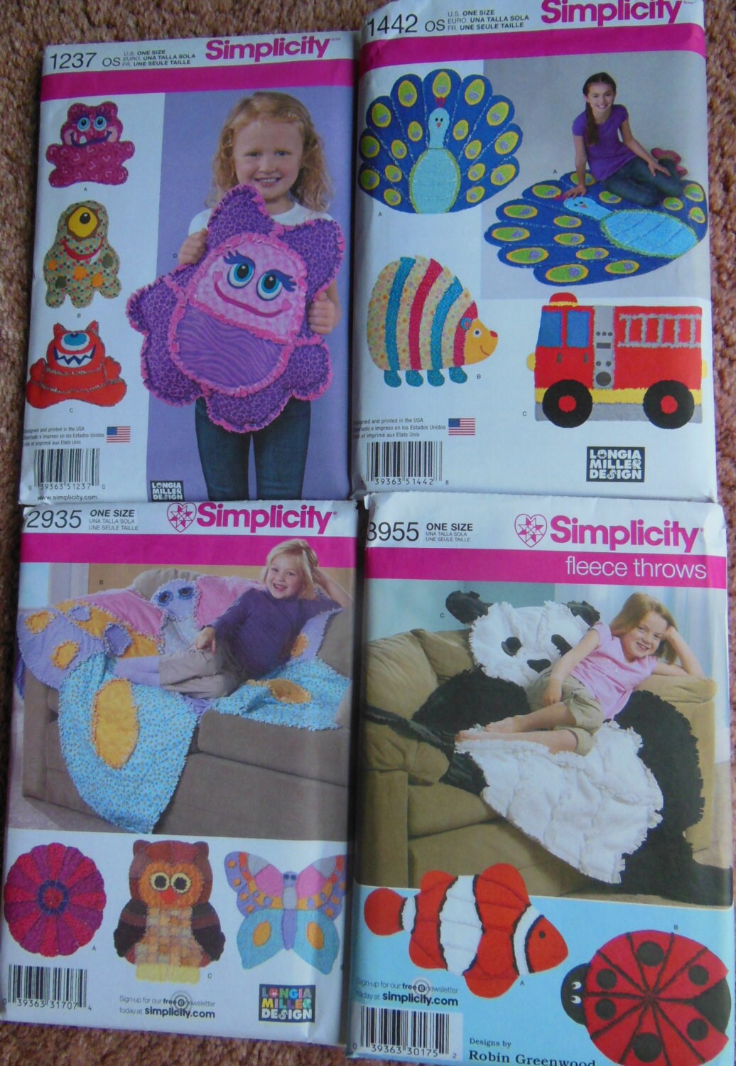 new-lot-of-4-simplicity-children-s-animal-rag-quilt