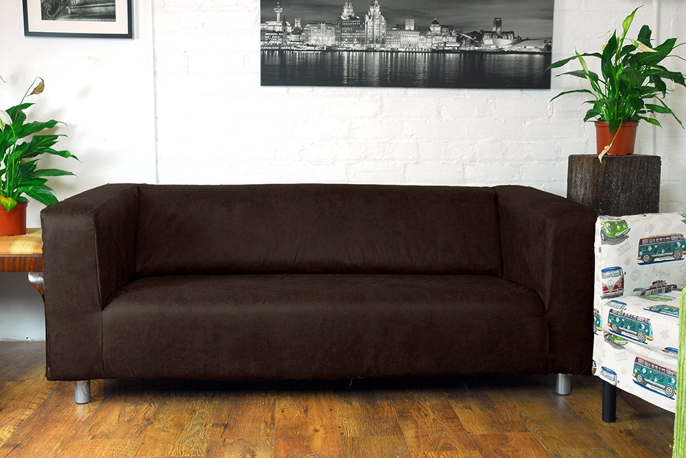 Ikea Klippan 2 seat slip cover Distressed Leather Look fabric