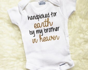 Handpicked For Earth By My Brother, Rainbow Baby Bodysuit, Personalized Baby Clothes, Rainbow Baby Gift, Rainbow Baby Suit