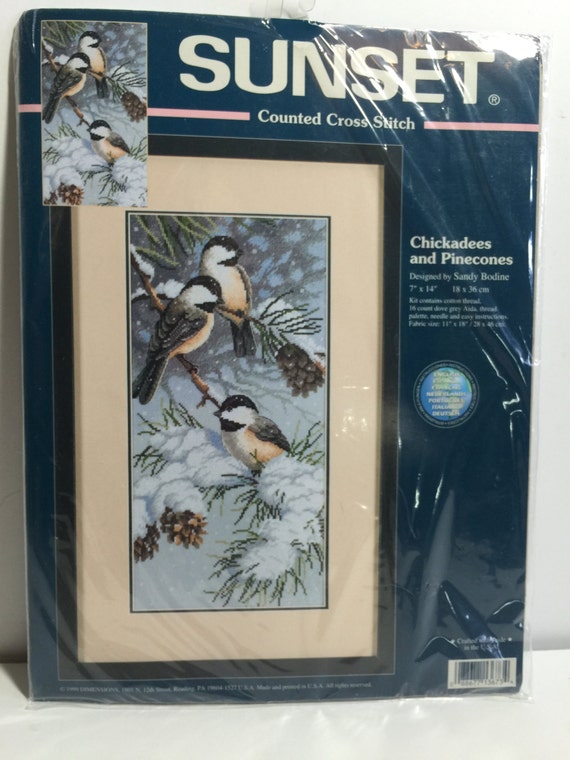 Sunset Counted Cross Stitch Kit Chickadees and