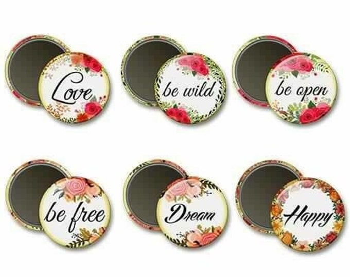 Inspirational Quote Magnets - Wedding Party Gifts - Bridal Shower Favors - Romantic Gifts - Artistic Magnets - Be Open - Be Free - Hope