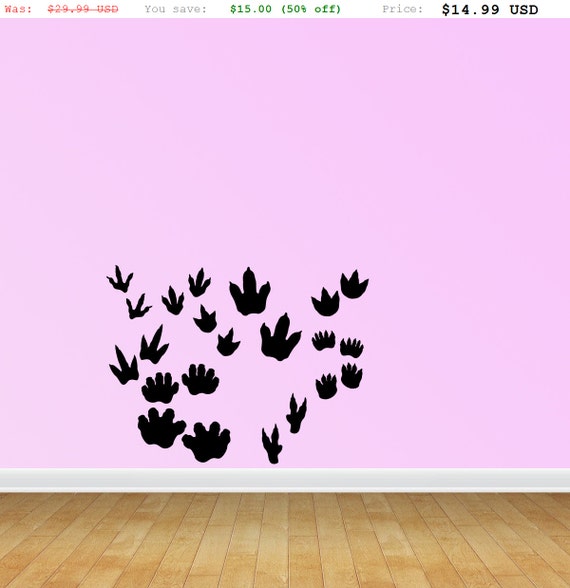50 Off Dinosaur Footprints Wall Decal by VinylDecalWorks on Etsy