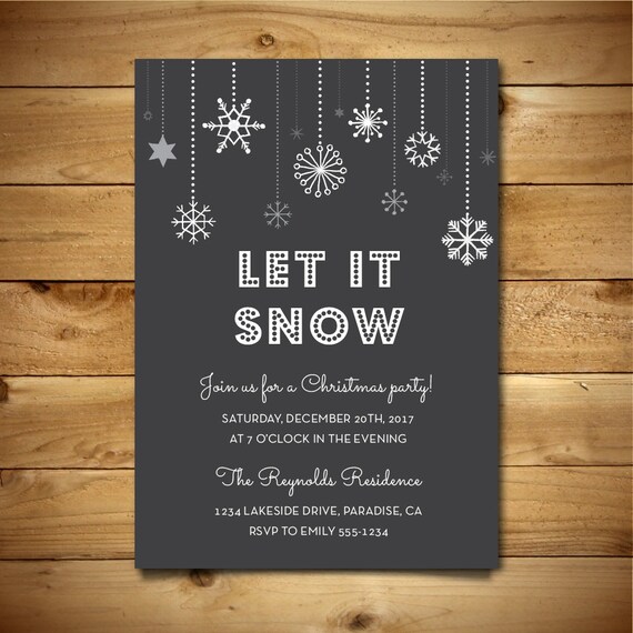 snowflake black and white winter invite