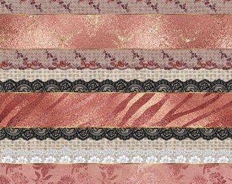 70% OFF Rose Gold Glam Lace Trim, Scrapbook PNG lace embellishments, glitter glam sparkle, baby shower printable clipart clip art overlays