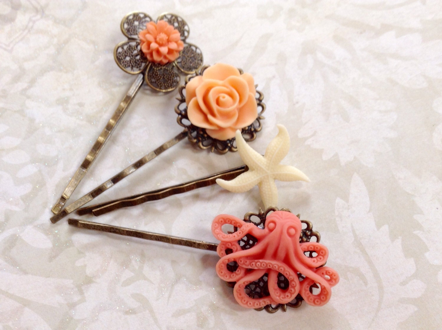 NEW Coral Octopus Hair Clip Collection by LaneyLou123 on Etsy