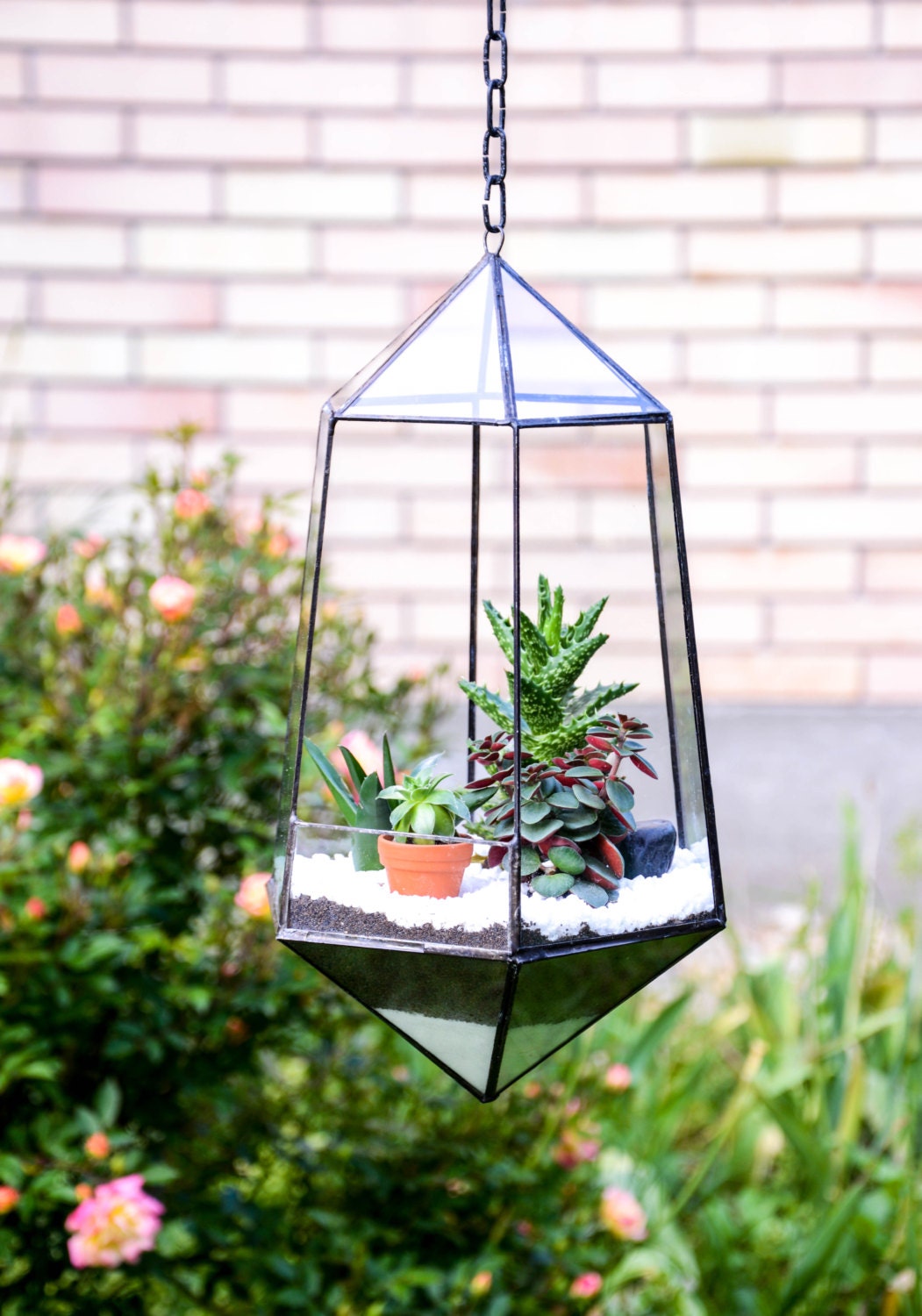 Hanging Glass Terrarium Geometric Planter Stained Glass 1926