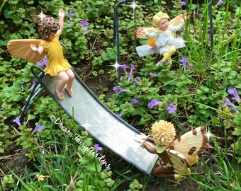 Fairy playground, Miniature playset, fairy garden slide, fairy garden swing, miniature playground, mini slide, fairy accessories