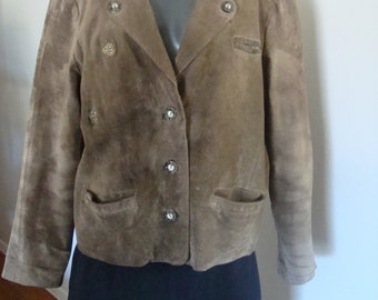 Vintage Bavarian Suede Trachten Coat Hochtann