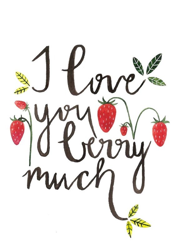 Items Similar To Postcard I Love You Berry Much On Etsy