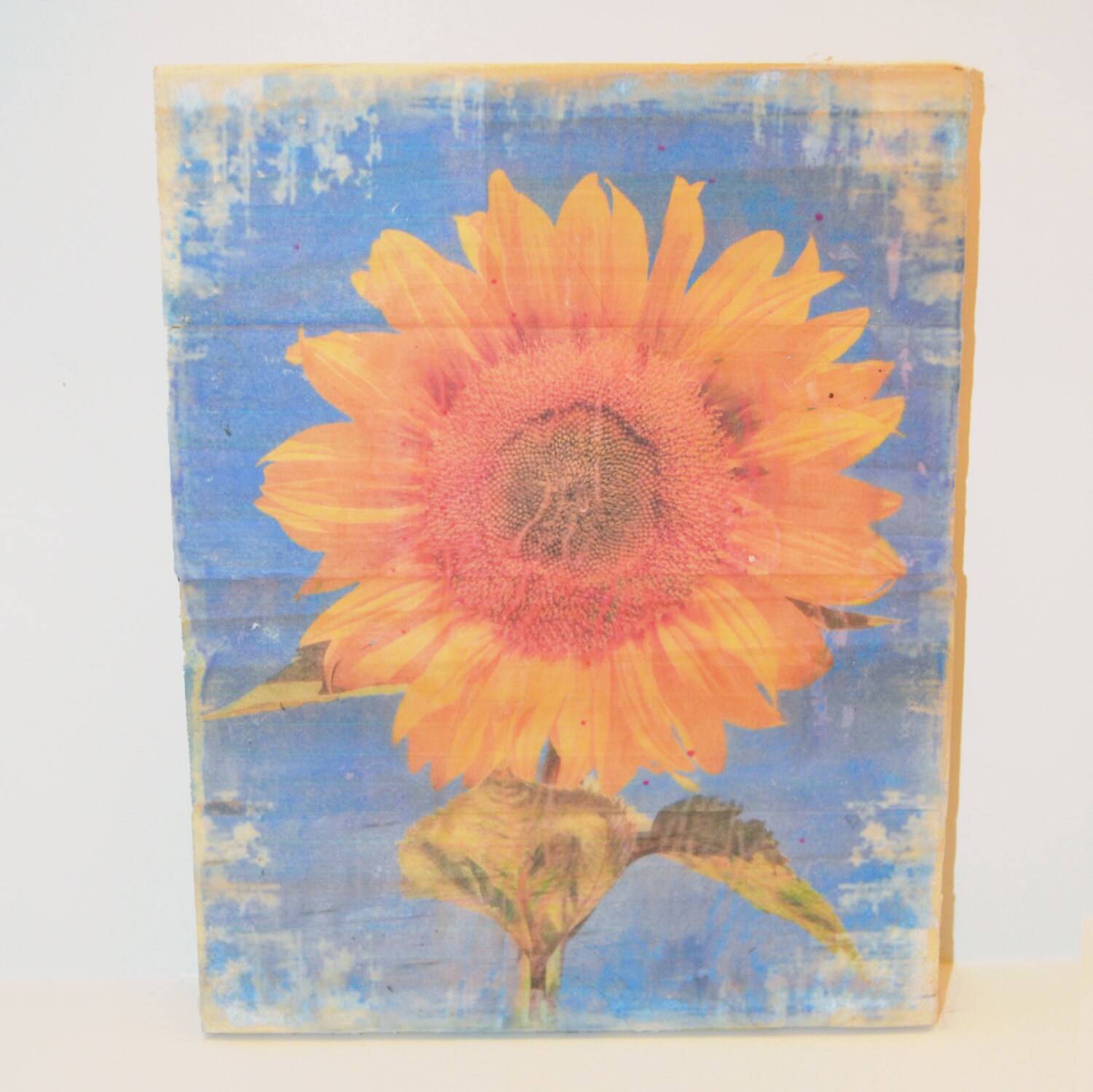 Reclaimed Wood Sunflower Wall Art Transfer by ThePartTimePioneers