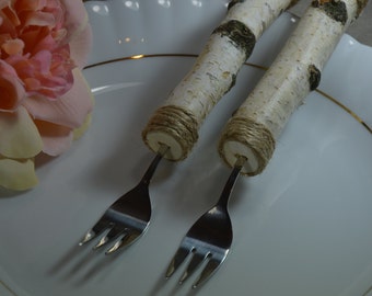 Wedding Forks, Wedding Cake Forks, Wedding Gift, Wedding Table Setting, Wedding Decor, Forks witch natural Birch