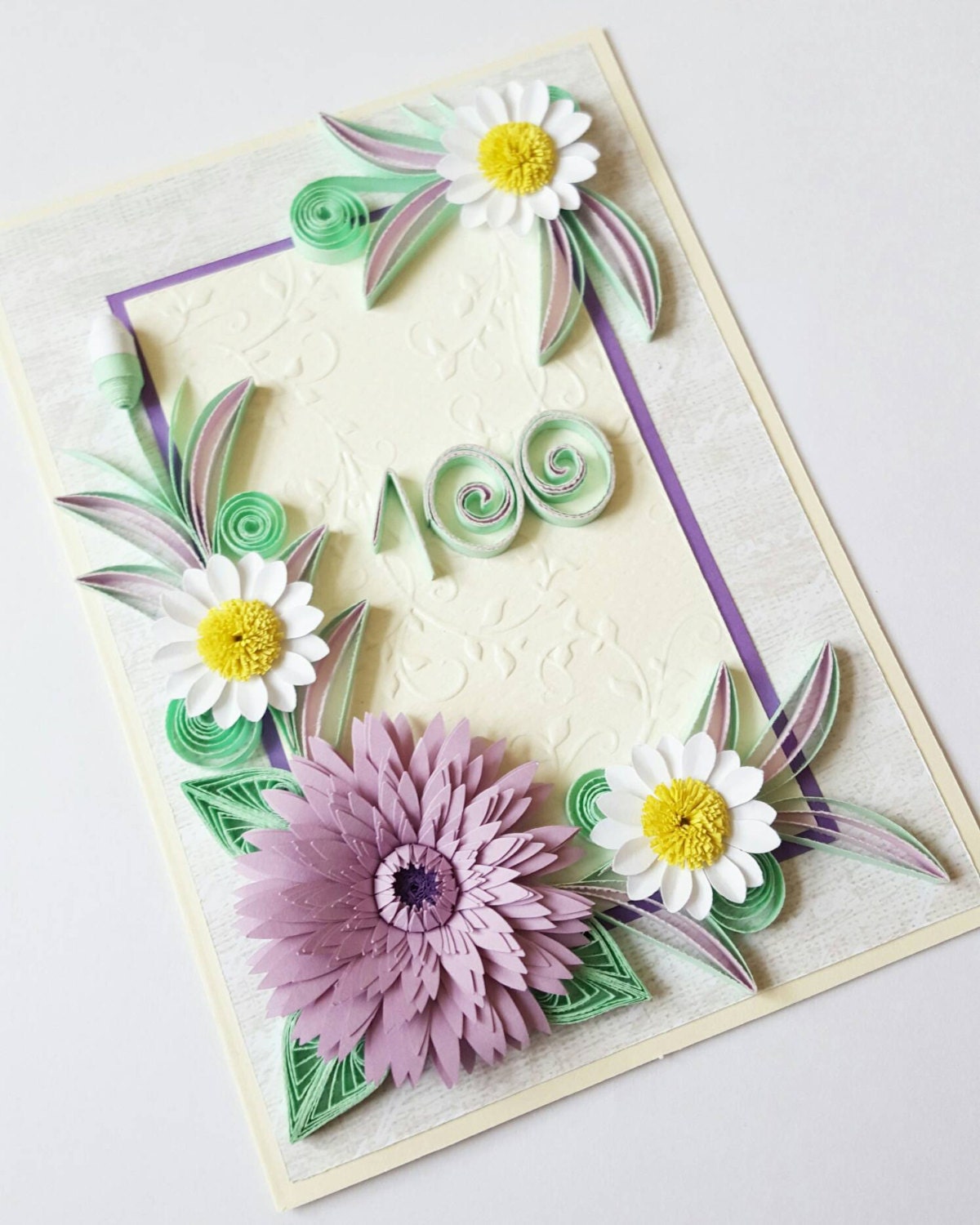 100th Birthday Card Handmade Birthday Card Floral 100th