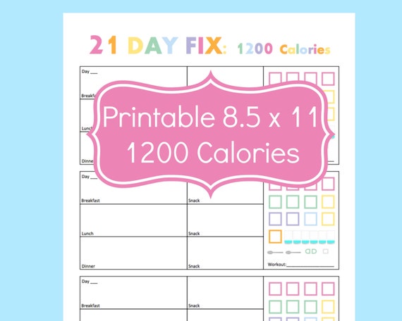 21 Day Fix Tracker 21 Day Fix Printables 21 Day by CommandCenter