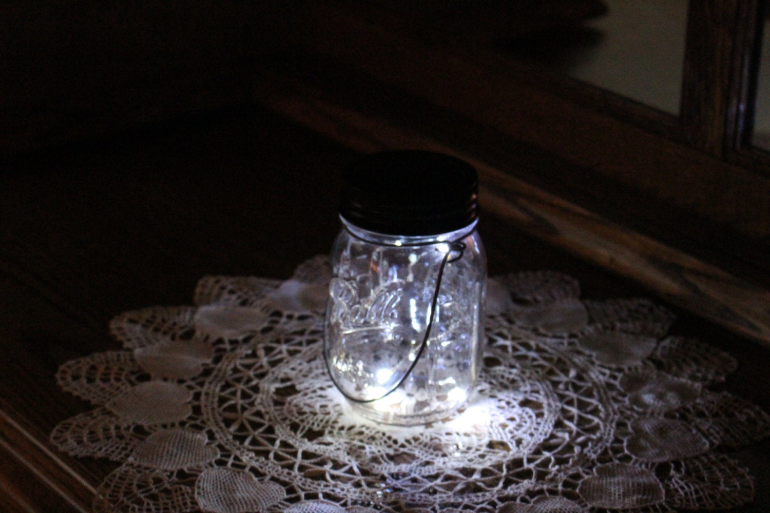 Mason Jar Solar Lid Light Twinkling Clear Angel Lights